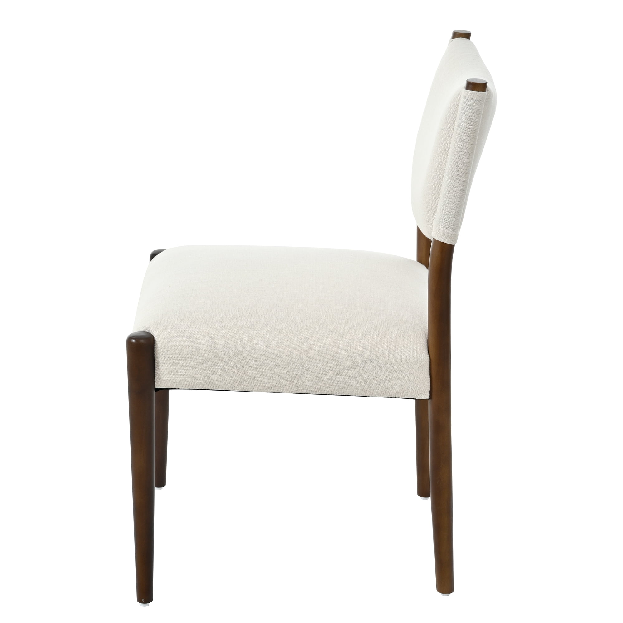 Set of 2 Modern Dining Chair, Kitchen Chair with 5.12 Inch Thick Seat Cushion and Solid Rubber Wood Legs, Upholstered Fabric Chair for Home Bar Restaurant Dining Room, Walnut Beige