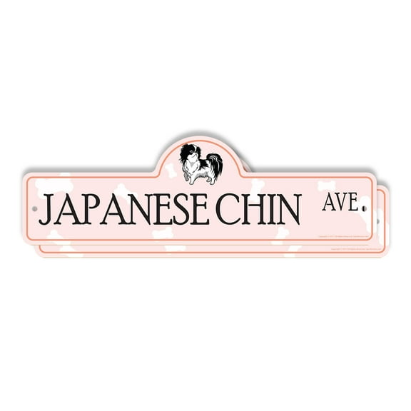 Japanese Chin (2 Pack) Plastic Street Sign - 6 Inch X 18 Inch Gift Dog Breed Pet Cute Small Animal Loyal Family House Decor Playful