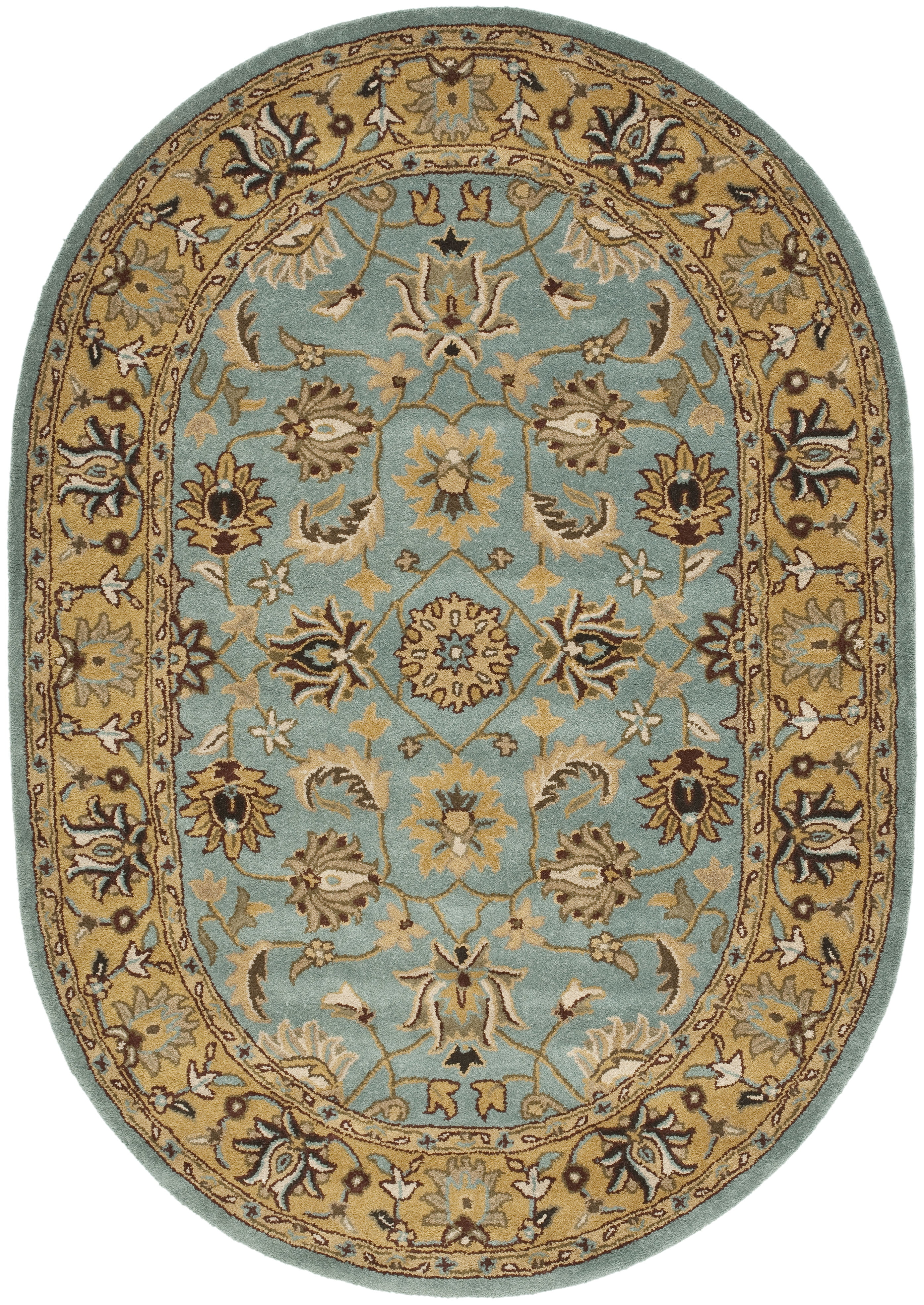 Safavieh Heritage Dexter Oriental Wool Area Rug, Blue/Gold, 4'6" x 6'6" Oval