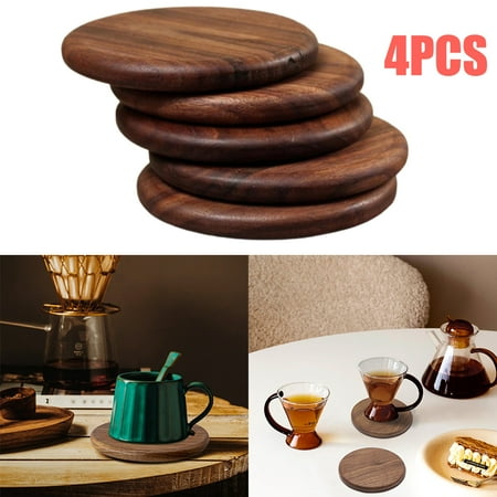 

Coasters for Drinks Coasters for Coffee Table 4 Sets of Walnut Wood Coaster Fit All Kinds of Cups Wooden Table Rustic Farmhouse Coaster are Perfect for Home Decor Housewarming Gift Black