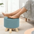 thumbnail image 2 of Homebeez Round Fabric Padded Ottoman Foot Rest Stool Wood Sofa Change Shoes Stool,Blue, 2 of 7