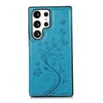thumbnail image 6 of Allytech Wallet Case for Galaxy S24 Ultra, Floral Butterfly Embossed Slim Fit Cards Holder Stand Shockproof Anti-Scratch Bumper Wallet Case Cover for Samsung Galaxy S24 Ultra - Blue, 6 of 7