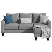 Homall Convertible Sectional Sofa Couch, Modern Linen Fabric L-Shaped Couch 3-Seat Sofa Sectional with Reversible Chaise for Small Living Room, Apartment and Small Space, Dark Gray