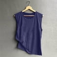 thumbnail image 5 of Womens Plain Tshirts Women Sleeveless O Neck Solid Slim Casual Tank Top Dark Blue XL, 5 of 6