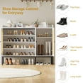thumbnail image 4 of Homhougo Freestanding Shoe Cabinet with 3 Rattan Doors, 7-Tier Shoe Storage Organizer with Adjustable Shelves for Entryway, Hallway, Living Room, Closet, Boho Style, 4 of 9
