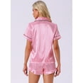 thumbnail image 4 of DARING DIVA Women's 2 Pcs Satin Silky Lounge Sets Ruffle Sleepwear Pink Striped XS, 4 of 7