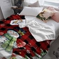 thumbnail image 3 of Christmas Snowman Throw Flannel Blanket 40x60In Winter Xmas Pine Tree Snowflakes Red Plaid Super Soft Cozy Bed Blanket, Lightweight Plush Fuzzy Bed Throw for Bedroom Sofa Couch Living Room, 3 of 4
