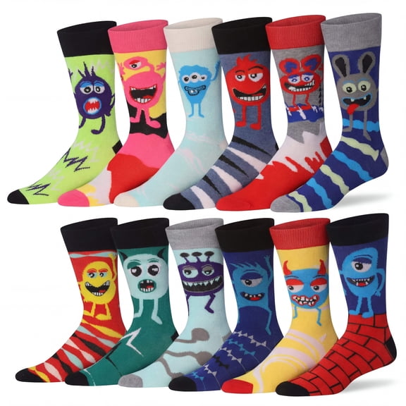 James Fiallo Mens 12 Pack Colorful Patterned Dress Socks M217-12