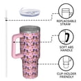 thumbnail image 4 of OBREWU Pink Dachshund Chips Tumbler with Handle and Lid,Pink Dachshund Chips 40oz Double Wall Vacuum Insulated Tumbler,Cups Gift for Women and Men, 4 of 7