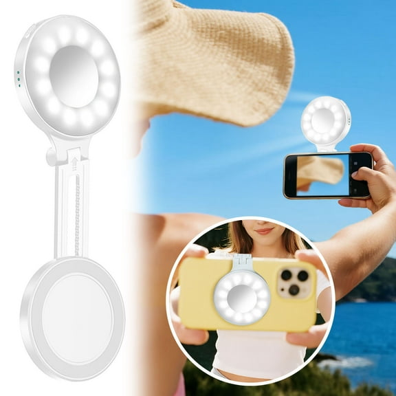 Selfie Light With LED Selfie Ring Fill Light,Portable Phone Ring Light for Video Recording, Adjusted 4 Modes, Rechargeable Fill Light for Selfies, Photography, Makeup, Vlogs,Video(White)
