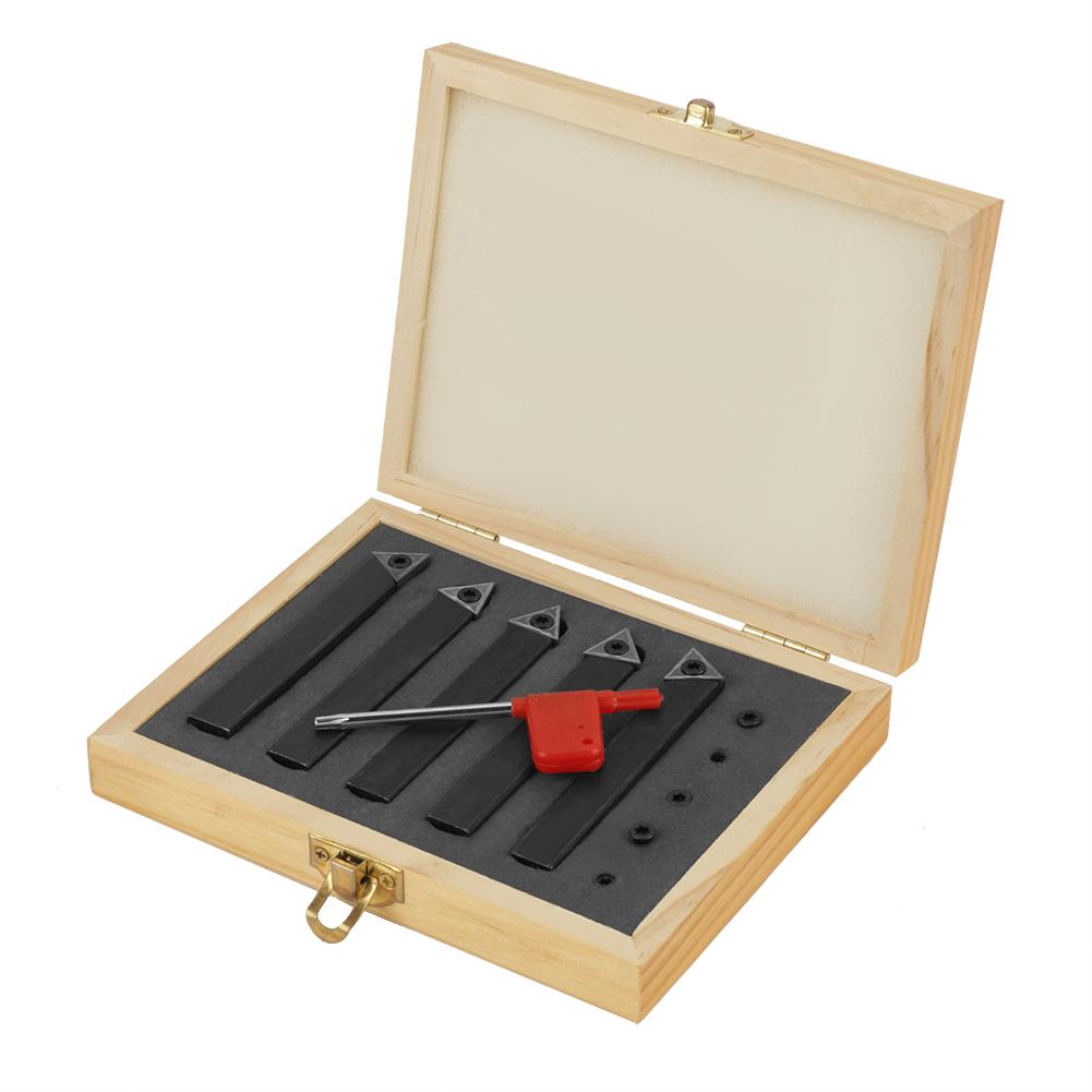HERCHR Turning Tool, 5Pcs 3/8” Indexable Carbide Insert Lathe Tools Set