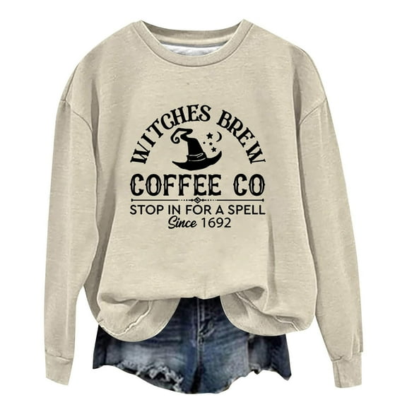 Wdgfv Sweatshirt Women Halloween Crewneck Long Sleeve Graphic Shirts Fall Pullover Tops
