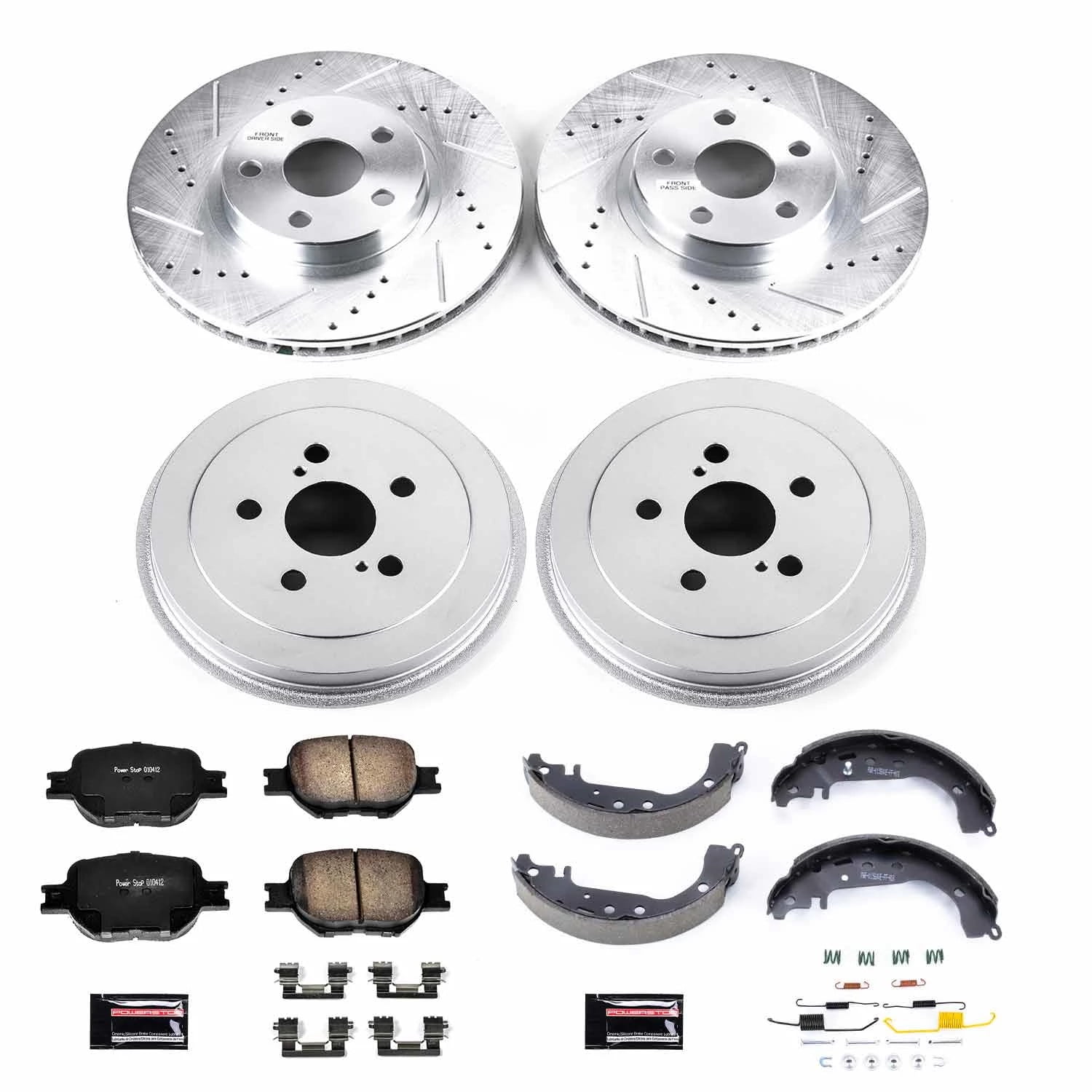 PowerStop Front and Rear Z23 Evolution Sport Brake Pad Rotor Drum and Shoe Kit Fits: TOYOTA Select Models K15464DK