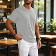 thumbnail image 5 of Men's Shirts Short Sleeve Cotton T-Shirt Crew Neck Light Tees Classic Basic Casual Tops Plain Soft Shirt Light Gray XL, 5 of 7