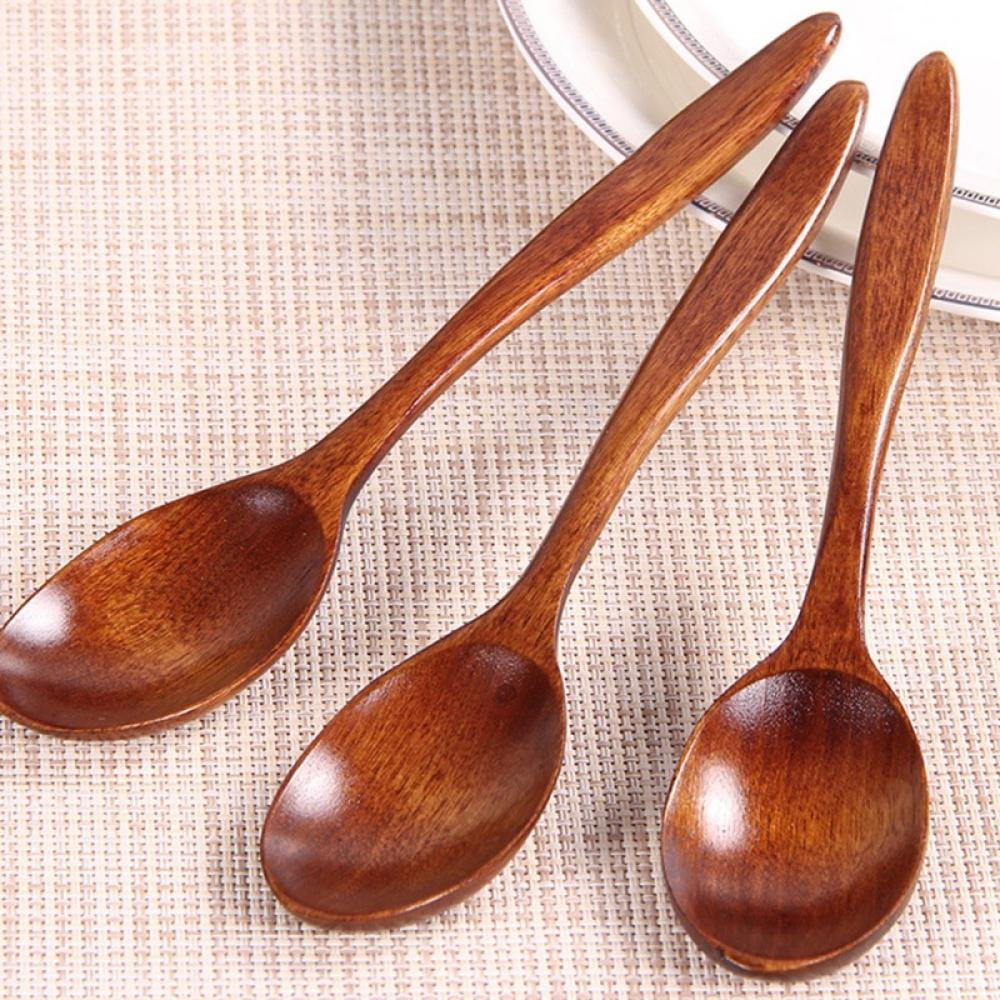 Home Wooden Spoons Cereal Spoon Kids Small Teaspoon Soup Ice Cream Tableware S