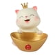 thumbnail image 5 of Estatua de gato con forma de cuenco Yuanbao, adorno artístico para regalo de cumpleaños, cafetería y boda. Oro, 5 of 9