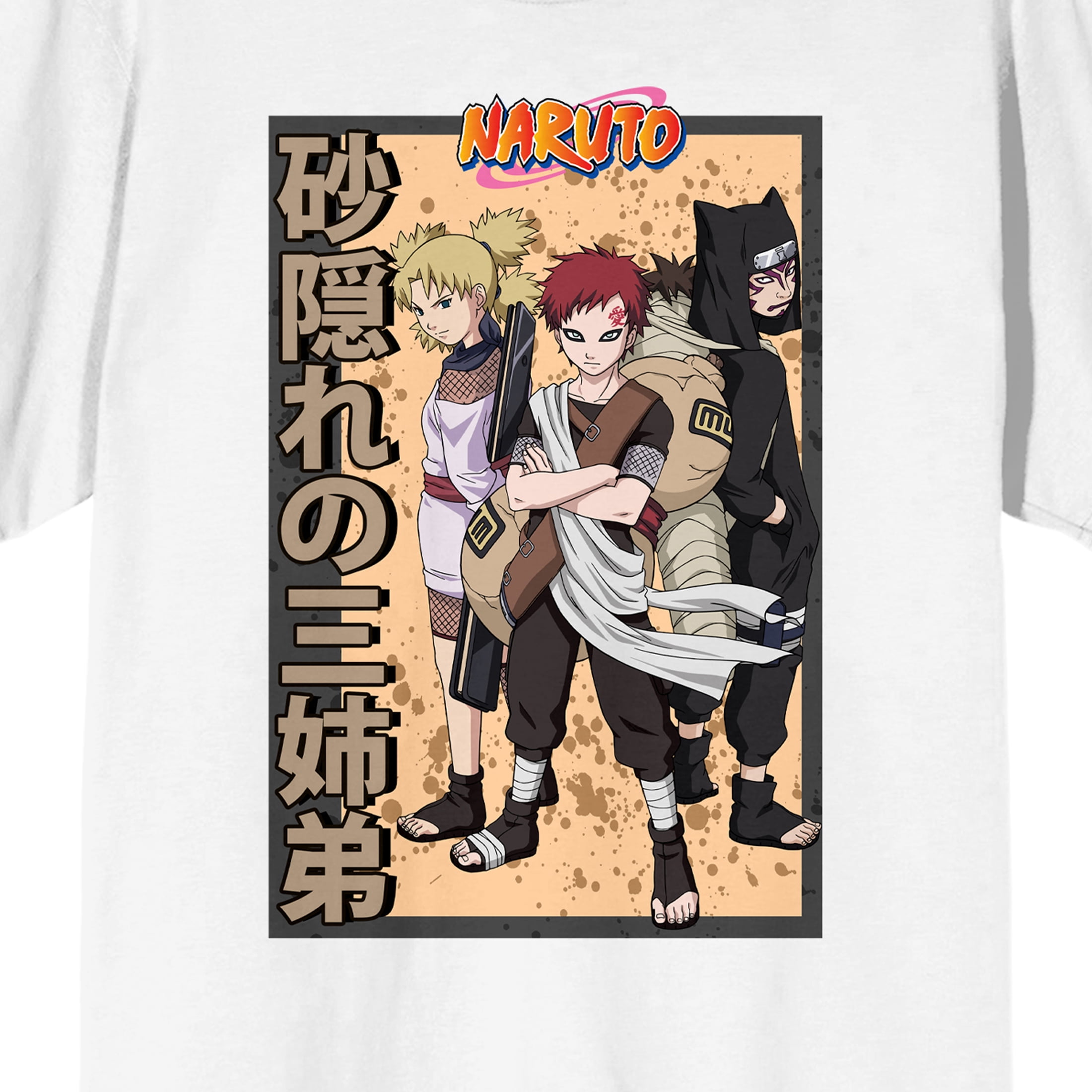 Naruto Classic Naruto Uzumaki & Kanji Men's White Long Sleeve Shirt-3XL