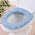thumbnail image 2 of Toilet Cover, Cushion Cover, Light Blue, Universal Oval, 1 Pc, Plush, Cushion Toilet Seat, Decoration, Neutral Bathroom Decor, Toilet Seat Bathroom, Seat Pad, 2 of 3