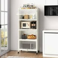 thumbnail image 2 of Costway 5-Tier Kitchen Baker's Rack Storage Cabinet Mobile Microwave Stand Flip-up Doors White, 2 of 11