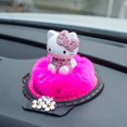 thumbnail image 5 of Figura decorativa de gato para coche, adorno Interior de Perfume con diamantes de imitación, decoración rosa y roja, 5 of 5