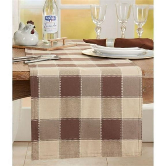 Saro Lifestyle Cotton And Poly Blend Table Runner With Stitched Plaid Design