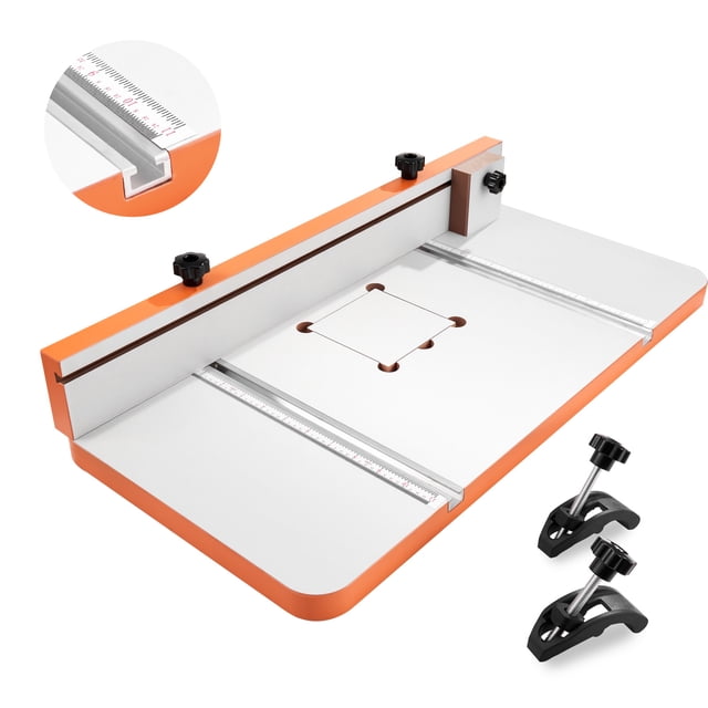 VEVOR Drill Press Table, 24 in x 12 in, Worktable with an Adjustable Fence and Stop Block, Highly Compatible T-Slots, MDF Tabletop, Built-In Scale, Support Multiple Clamps and Vises, for Drill Presses