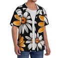thumbnail image 2 of Yiaed Yellow White Daisy Pattern Print Mens Casual Wrinkle Free Shirts Short Sleeve Button Down Summer Stretch Dress Shirt-Medium, 2 of 5