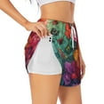 thumbnail image 3 of Lsque Butterfly Flower Cascade Printed Women's Running Shorts with Liner Pockets,Elastic Quick Dry Workout Athletic Gym Yoga Shorts,Womens High Waist Shorts-X-Large, 3 of 9