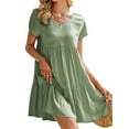 thumbnail image 3 of Langwyqu V-Neck Short Sleeved Women Loose Oversize Casual Mini Shirt Dress, 3 of 5