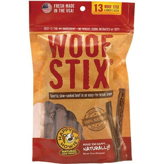 Happy Howie's Dog Beef Woof Stix Bakers Dozen 6in