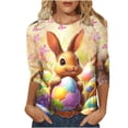 thumbnail image 1 of T-Shirts de Pâques pour Femmes, T-Shirt Coupe Ample, Haut Décontracté à Manches Courtes et Col Rond, Chandail à Enfiler, Blouse Imprimée de Printemps pour Sorties Décontractées, Loisirs à la Maison, Fête, 1 of 6