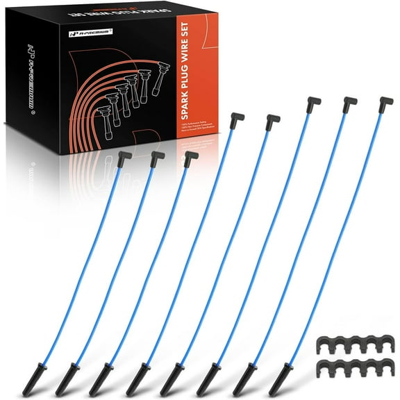 A-Premium Ignition Spark Plug Wires Set of 8 Compatible with Ford F-100, F-150, F-250, F-350, GT40, Mustang, Club, Country Sedan, Custom, Del Rio Wagon & Mercury Marquis, Voyager, Comet, Montego, 8mm