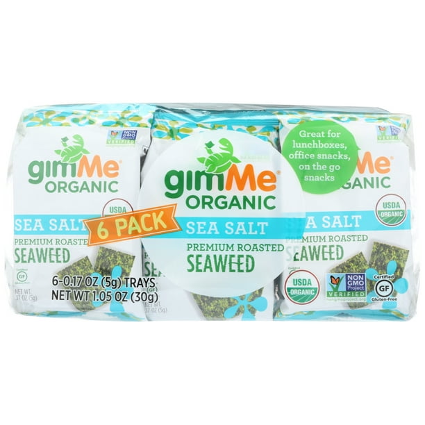 Gimme Seaweed Snacks Organic Roasted Seaweed Snack Sea Salt, 6/.17 Oz