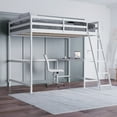 thumbnail image 3 of Emma + Oliver Twin Wood Loft Bed Frame with Protective Guardrails and Integrated Desk and Ladder in White for Use with Any 6-8" Thick Mattress, 3 of 12