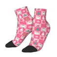 thumbnail image 3 of Salouo Pink Christmas Cheer Pattern Unisex Middle Tube Socks,Middle-Finger Knee High Socks Over The Calf Tube Stocking Crew Stockings for Women and Men Tube Socks, 3 of 8