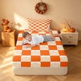 thumbnail image 5 of Homewish Pumpkin Plaid Twin Sheets, Happy Halloween Bedding, Orange Cream White, 3pcs (1 Flat Sheet, 1 Fitted Sheet and 1 Pillowcase), 5 of 6
