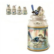 The Bradford Exchange Red Wing Fairy Canister Captivating Elegance Unveiled Enchanting Tea-reasures of the Garden Canister Collection Issue #4 Featuring Fairy Wren Artwork by Joy Scherger 6-inches