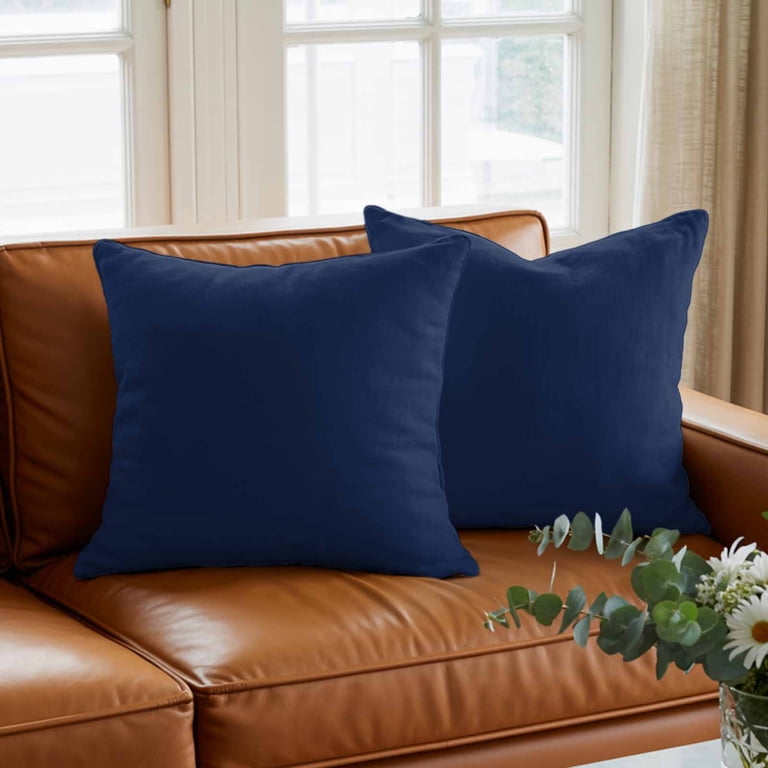 Throw Pillow Covers 16 x 16 Inch, Navy Blue Cotton Linen Pillows Throw Pillow Covers 16 x 16 Inch, Navy Blue Cotton Linen Pillows