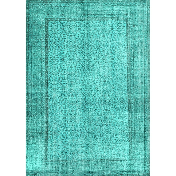 Ahgly Company Machine Washable Indoor Rectangle Persian Turquoise Blue Traditional Area Rugs, 6' x 9'