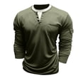 thumbnail image 4 of XUANTAOO Mens Shirt Long Sleeve Button Down Crewneck Henley Shirts Basic Green Tshirt with Button Mens Workout Shirts, 4 of 6