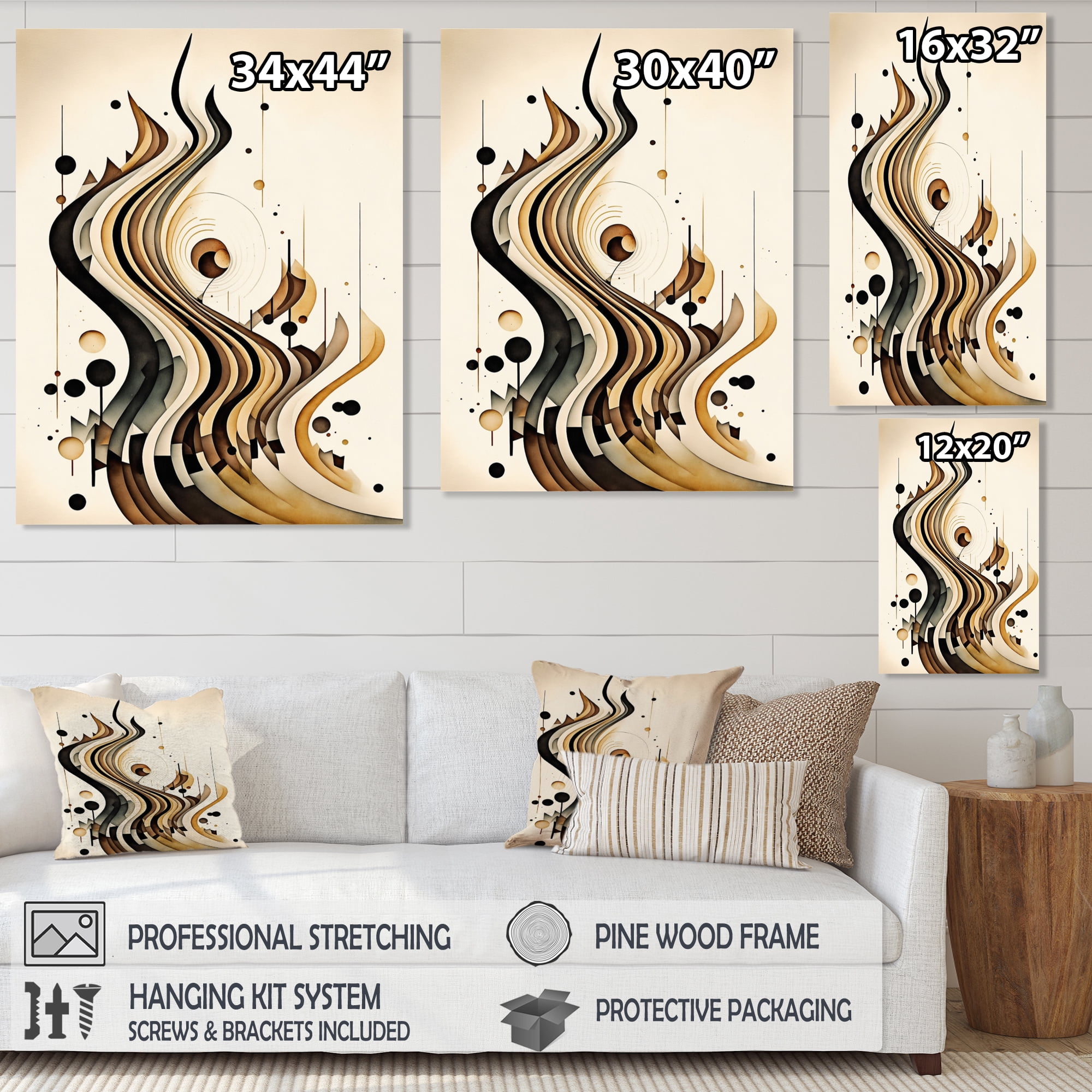 Designart Brown And Black Movement III Canvas Wall Art