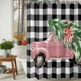 thumbnail image 2 of Christmas Pink Truck Shower Curtain, 36" x 72", Xmas Green Tree Black Buffalo Plaid Winter Waterproof Bathroom Curtain Washable Shower Curtain Set with 12 Hooks, 2 of 6