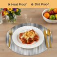 thumbnail image 4 of Grey Round 15 Inch Placemats Set of 6, Modern Abstract Art Ombre Striped HeatResistant Non Slip Place Mats for Dining Table, Wipeable Braided Kitchen Table Mats for Housewarming, 4 of 9