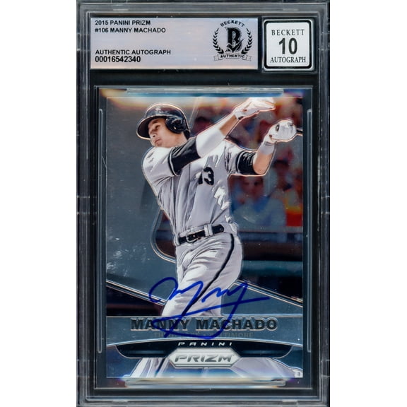 Manny Machado Autographed 2015 Panini Prizm Card #106 Baltimore Orioles Auto Grade Gem Mint 10 Beckett BAS #16542340