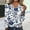 #019-Blue, variant on Women's Fashion Printed Fall Tunics Long Gifts Sleeve Tops Cross V Neck Shirts Loose Casual Blouses with Decor Button