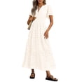 thumbnail image 1 of Vestido largo PRETTYGARDEN 2025 Summer para mujer con ojales, beige y blanco, 1 of 8