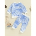 thumbnail image 5 of FEORJGP Toddler Boys 2Pcs Outfits 6M 12M 18M 2T 3T 4T Infant Baby Long Sleeve Sweatshirts Tie-Dye Print T-Shirts Crew Neck Pullovers Tops and Long Pan Cute Casual Clothes Set for Spring Fall, 5 of 7