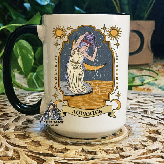 Aquarius Zodiac Coffee Mug,Witchy Aquarius Birthday Gift for Her