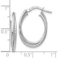 thumbnail image 5 of 14K White Gold Jbsp's Polished Textured Oval Hoop Earrings (23 X 16) Made In Italy le1063, 5 of 6