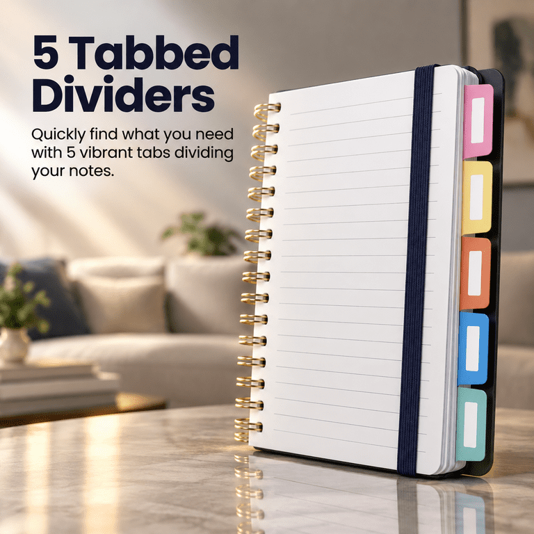 Sujce Notebook G-Radiant Bastille 5 Subject Spiral Notebook with Removable Dividers, 8 ...